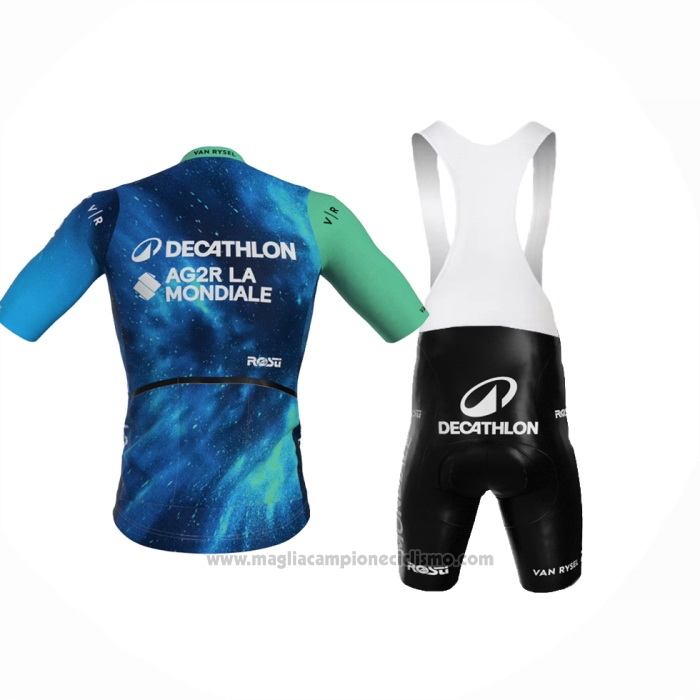 2024 Abbigliamento Ciclismo Ag2r La Mondiale Scuro Blu Manica Corta e Salopette